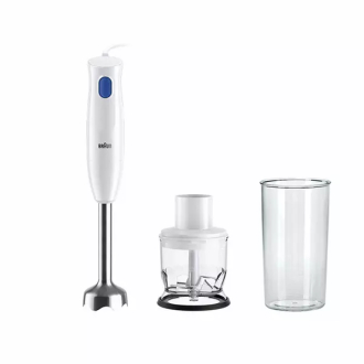 Braun MultiQuick 1 Hand Mixer 450W Lightweight Mixer with Easy Twist Technology, One Speed, 350ml Chopper and 600ml Beaker Included MQ10.201MWH