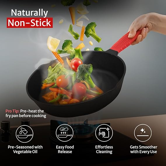 Pigeon Imperi Luxe Cast Iron Frypan 22Cm – Non-Stick, Toxin-Free With Free Silicone Grip Sap 16296 3 Pigeon Imperi Luxe Cast Iron Frypan 22Cm – Non-Stick, Toxin-Free With Free Silicone Grip Sap 16296