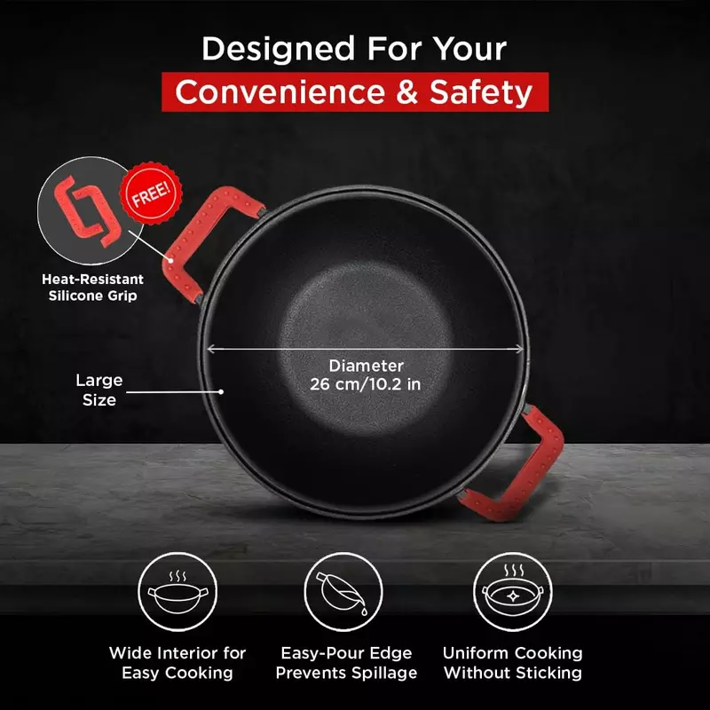 Pigeon Imperi Luxe Cast Iron Kadai 26Cm – Natural Non-Stick, Toxin-Free &Amp; Durable Cookware Sap 16301 8 Pigeon Imperi Luxe Cast Iron Kadai 26Cm – Natural Non-Stick, Toxin-Free &Amp; Durable Cookware Sap 16301