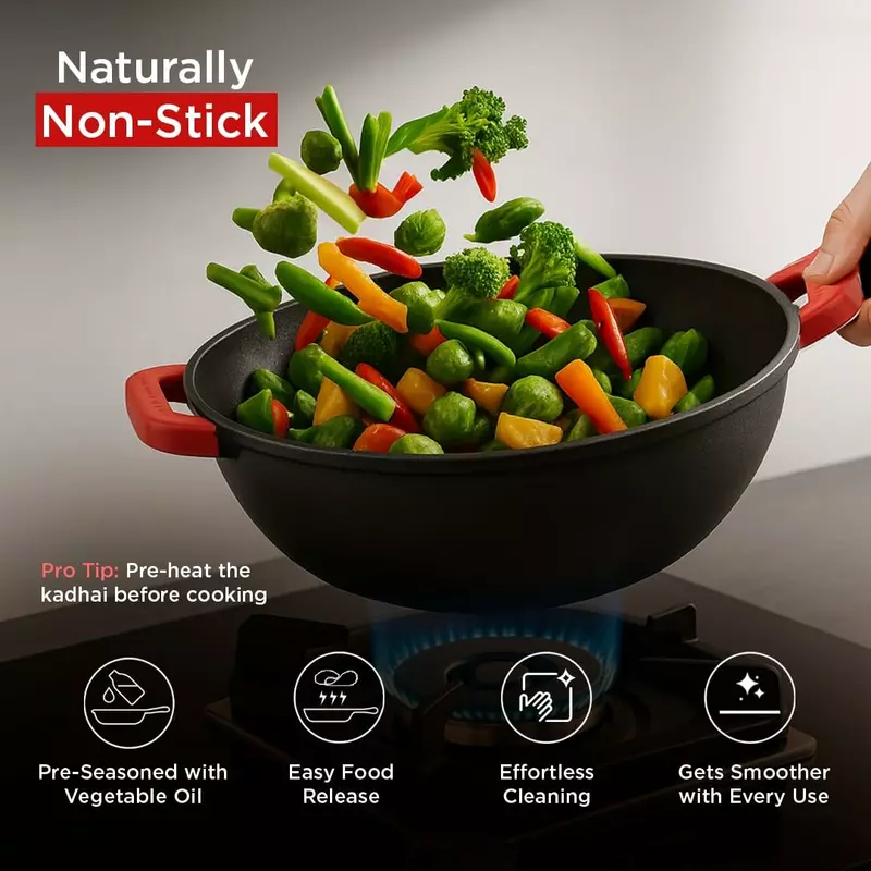Pigeon Imperi Luxe Cast Iron Kadai 20Cm – Natural Non-Stick, Toxin-Free &Amp; Durable Cookware Sap 16299 4 Pigeon Imperi Luxe Cast Iron Kadai 20Cm – Natural Non-Stick, Toxin-Free &Amp; Durable Cookware Sap 16299