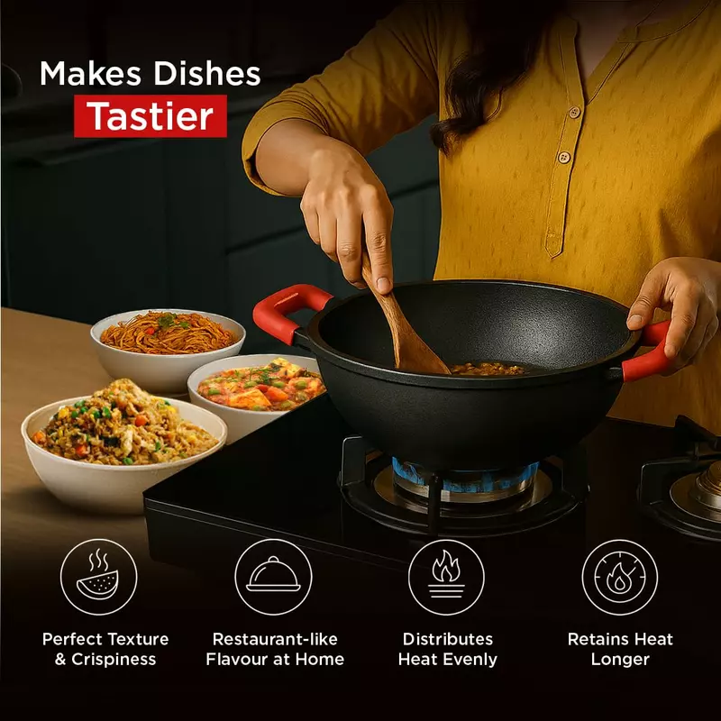 Pigeon Imperi Luxe Cast Iron Kadai 26Cm – Natural Non-Stick, Toxin-Free &Amp; Durable Cookware Sap 16301 5 Pigeon Imperi Luxe Cast Iron Kadai 26Cm – Natural Non-Stick, Toxin-Free &Amp; Durable Cookware Sap 16301