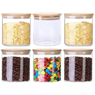 Generic Glass Jar Round with Wooden Lid 10x10cm – Elegant Storage Container for Kitchen & Home R1010(1-8)