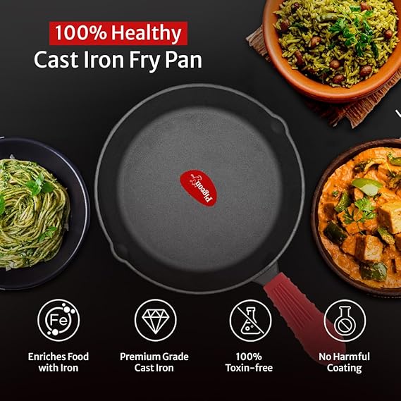 Pigeon Imperi Luxe Cast Iron Frypan 22Cm – Non-Stick, Toxin-Free With Free Silicone Grip Sap 16296 4 Pigeon Imperi Luxe Cast Iron Frypan 22Cm – Non-Stick, Toxin-Free With Free Silicone Grip Sap 16296