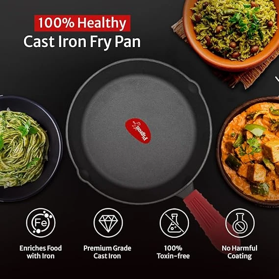 Pigeon Imperi Luxe Cast Iron Frypan 22Cm – Non-Stick, Toxin-Free With Free Silicone Grip Sap 16296 4 Pigeon Imperi Luxe Cast Iron Frypan 22Cm – Non-Stick, Toxin-Free With Free Silicone Grip Sap 16296