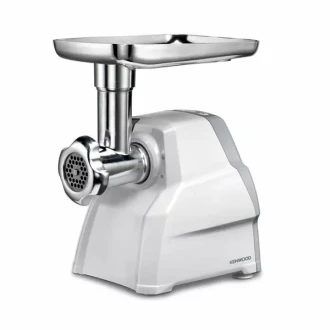 Kenwood Meat Grinder 2100W Meat Mincer with Kibbeh Maker Sausage Maker Biscuit Attachment Feed Tube Pusher 3 Stainless Steel Screens for Fine Medium & Coarse Results MGP40.000WH
