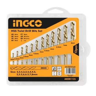 Ingco HSS Twist Drill Bits Set Pack of 12 AKDB1125