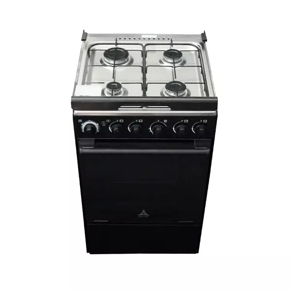 Delta Cooker 50X55Cm, 4 Gas Burners, Gas Oven &Amp; Grill, Stainless Steel Cooktop, Mirror Door, Auto Ignition, Double Glass Door, Glass Lid, Black Dgc401B 1 Delta Cooker 50X55Cm, 4 Gas Burners, Gas Oven &Amp; Grill, Stainless Steel Cooktop, Mirror Door, Auto Ignition, Double Glass Door, Glass Lid, Black Dgc401B