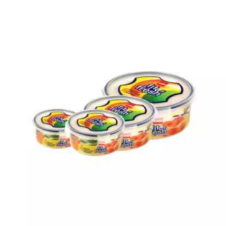 Cello Plastic Container Fit & Fresh Plain 300ml 600ml 1200ml & 2000ml 4pc Set