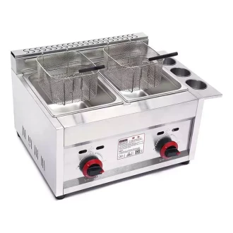 Generic Commercial Countertop Deep Fryer Double Gas 12L (6L x 2 Baskets) Stainless Steel