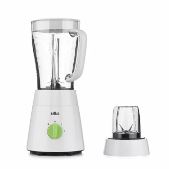 Braun Blender 1.75L Plastic Jug with Dry Grinder 500W JB0115WH 2 Plastic Jars Stainless Steel Blades Ice Crush Function 2 Speed With Pulse