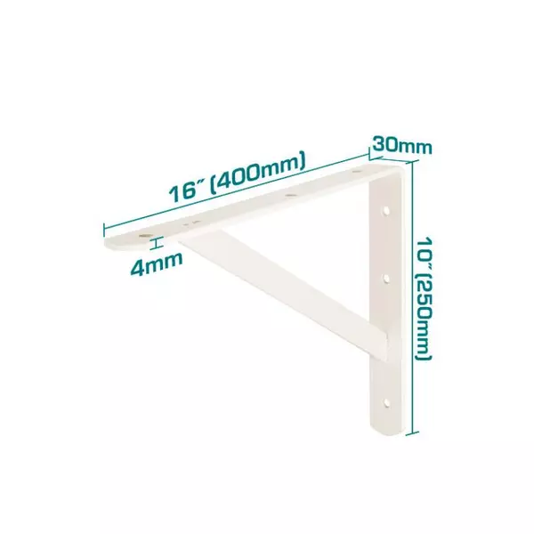 Total Heavy Duty Shelf Bracket 10X16&Quot; With 6 Attachment Points, White Thdsb1016 1 Total Heavy Duty Shelf Bracket 10X16&Quot; With 6 Attachment Points, White Thdsb1016