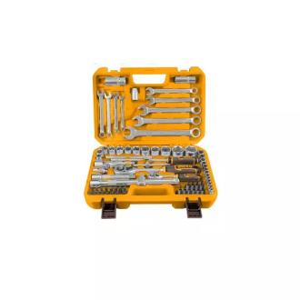 Ingco 82pcs 1/4" &1/2" Socket Set with Cr-V Steel Material, Three Color Soft Handle HKTS42802