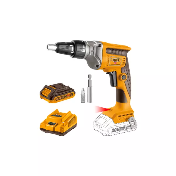Ingco Cordless Drywall Screwdriver 20V With Battey &Amp; Charger Cdsli204200 1 Ingco Cordless Drywall Screwdriver 20V With Battey &Amp; Charger Cdsli204200