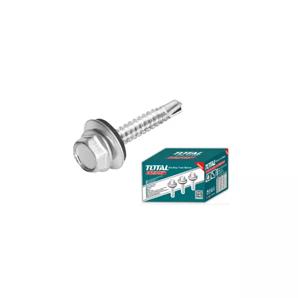 Total Self Drilling Hex Screw With Rubber Washer, Zinc Plated 12X2-1/2&Quot; (5.5X64Mm) 200Pcs Thwhd122121 1 Total Self Drilling Hex Screw With Rubber Washer, Zinc Plated 12X2-1/2&Quot; (5.5X64Mm) 200Pcs Thwhd122121