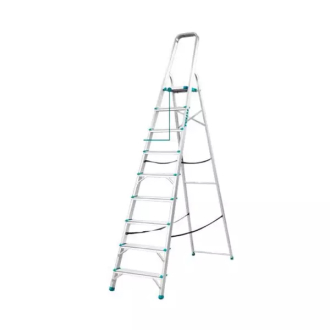 Total Household Ladder with 9 Steps, Aluminium Body THLAD06091