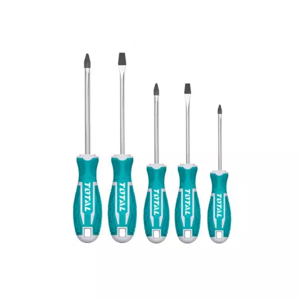 Total 5Pcs Screwdriver Set With New Design Handle, Crv Material, Round Blade Tht2506052 1 Total 5Pcs Screwdriver Set With New Design Handle, Crv Material, Round Blade Tht2506052