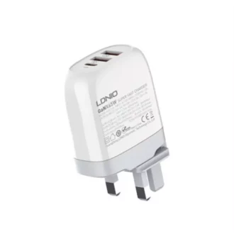 LDNIO Super Fast Charging 65W With 3 Port 1PD+2QC3.0, Replaceable Plug Charger With Type-C-Lightning Cable, A3511Q
