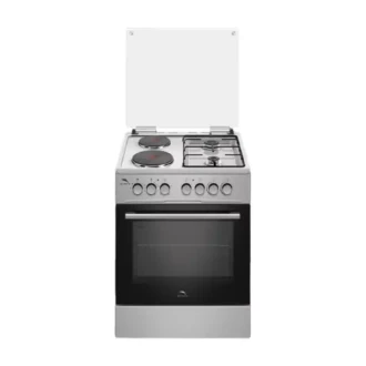 Dolphin Free Standing Cooking Range 60x60, 2 Gas Burners, 2 Electric Hot Plate & Electric Oven, Inox FS06060I-2G2E/E