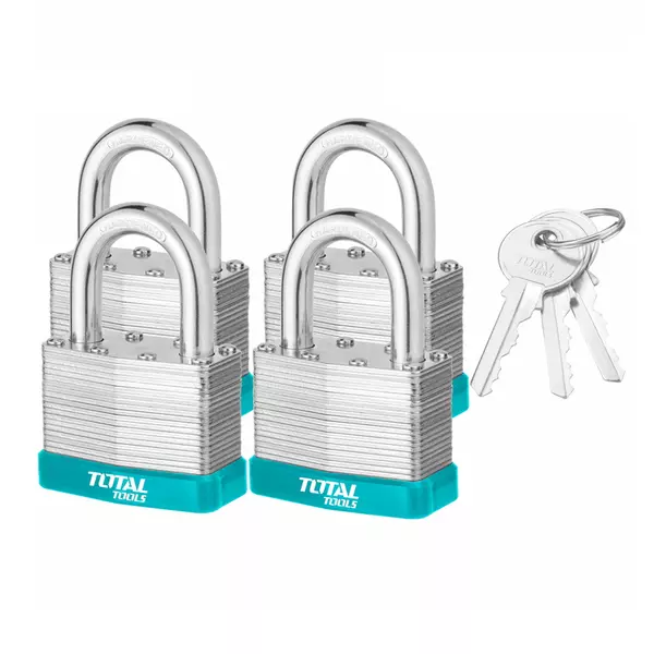 Total Laminated Key Alike Padlock 40Mm With 4 Iron Keys, Solid Brass Cylinder With Bolts 4Pcs Set Tlpk364004 1 Total Laminated Key Alike Padlock 40Mm With 4 Iron Keys, Solid Brass Cylinder With Bolts 4Pcs Set Tlpk364004