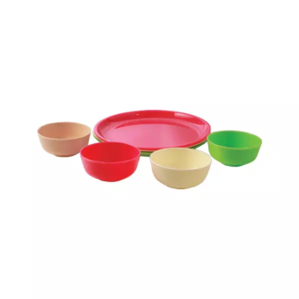Cello Plastic Plate & Bowl Set Round Party 260 x 260 x 20 - 115 x 40mm 8pc Set (Pack of 3)