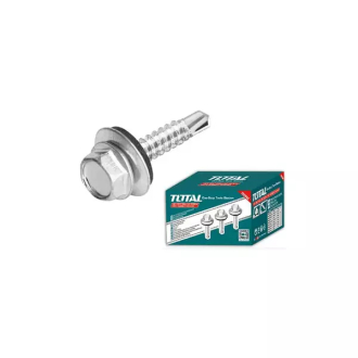 Total Self Drilling Hex Screw with Rubber Washer, Zinc Plated 14x1-1/2" (6.3x38mm) 250pcs THWHD141121
