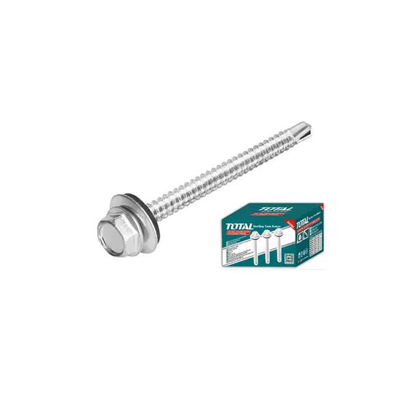 Total Self Drilling Hex Screw With Rubber Washer, Zinc Plated 14X4&Quot; (6.3X100Mm) 80Pcs Thwhd1441 1 Total Self Drilling Hex Screw With Rubber Washer, Zinc Plated 14X4&Quot; (6.3X100Mm) 80Pcs Thwhd1441