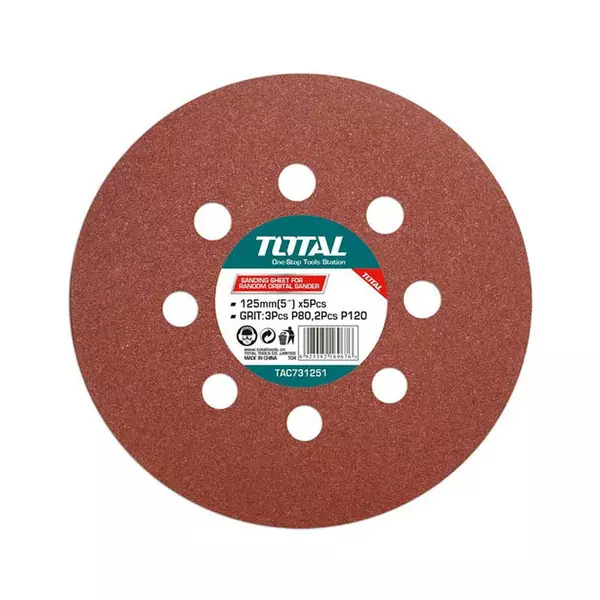 Total Sand Paper For Random Orbit Sander 125Mm 5Pcs Tac731251 1 Total Sand Paper For Random Orbit Sander 125Mm 5Pcs Tac731251