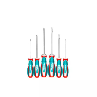 Total Screwdriver Set with S2 Blade, Strong Magnetic Pull, Ergonomic Handle TKSDS0626 (Pack of 6pcs)
