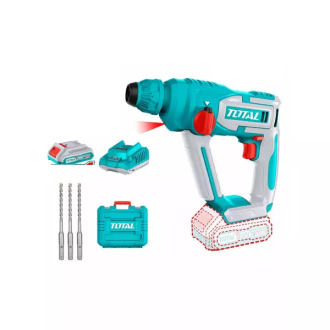 Total Cordless Rotary Hammer Drill 1.5J Lithium-ion 20V with 3pcs Drill Bits, 2.0Ah Battery, Fast Intelligent Charger TRHLI201681