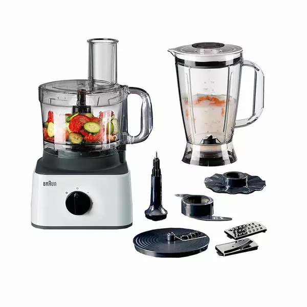Braun Food Processor 8 In 1, 750W, 2 Speeds, Pulse Function, 2.1L Capacity, Blender, Slicing And Grating Disc, Dough, Ice Crusher Blade, Fp0132Wh 1 Braun Food Processor 8 In 1, 750W, 2 Speeds, Pulse Function, 2.1L Capacity, Blender, Slicing And Grating Disc, Dough, Ice Crusher Blade, Fp0132Wh