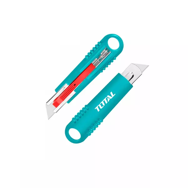 Total Self Retracting Utility Knife/Snap Off Blade 140Mm19X61Mm With Flat Push Button, Non Slip Ergonomic Trsuk19 1 Total Self Retracting Utility Knife/Snap Off Blade 140Mm19X61Mm With Flat Push Button, Non Slip Ergonomic Trsuk19