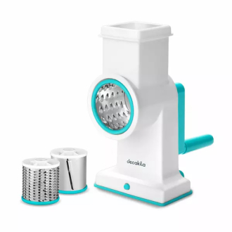 Decakila Drum Grater Manual 3 Drum Blades Stainless Steel Kmtt086w 3 blades fine shredder, coarse shredder and slicing blade bpa free