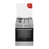 Dolphin Free Standing Cooking Range 60x60, 3 Gas Burners, 1 Electric Hot Plate & Electric Oven, Inox FS06060I-3G1E/E