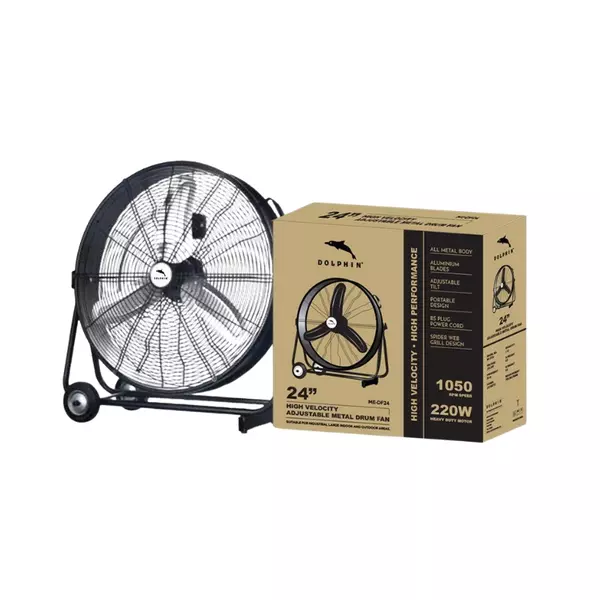 Dolphin Metal Drum Fan 24'' 220W 1050Rpm, High Velocity, High Performance Me-Df24 1 Dolphin Metal Drum Fan 24'' 220W 1050Rpm, High Velocity, High Performance Me-Df24