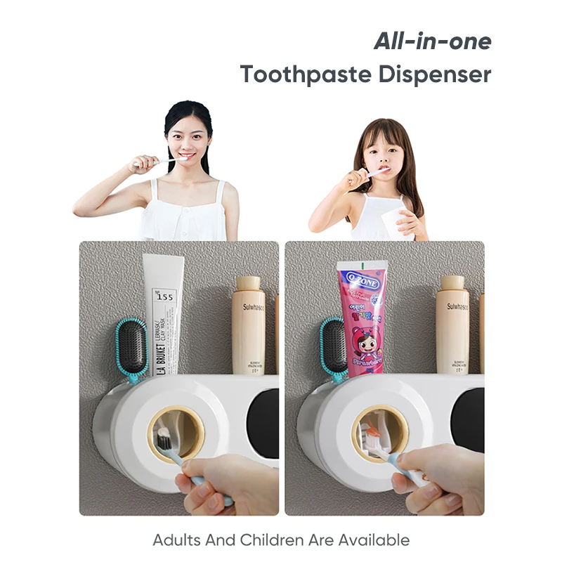 Generic Toothbrush Holder Set Toothbrush Storage Rack Automatic Toothpaste Squeezer Dispenser All-In-One Bathroom Accessories 3 Generic Toothbrush Holder Set Toothbrush Storage Rack Automatic Toothpaste Squeezer Dispenser All-In-One Bathroom Accessories