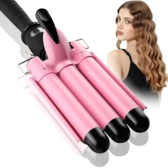 Generic Curling Iron 1-Inch 3 Barrel Hair Waver Wand - Ceramic Heating Styling Tool, Fast Heating, LCD Display, Adjustable Temperature Hair Crimper.