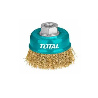 Total Wire Cup Brush with Nut 75mm Soft Golden TAC31031