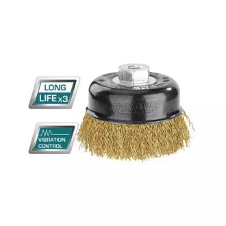 Total Wire Cup Brush with Nut 100mm Soft Golden TAC31045